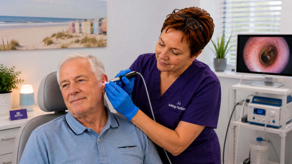 Professional microsuction ear wax removal treatment being carried out by Ear Rescue for a patient from Skegness, Lincolnshire.