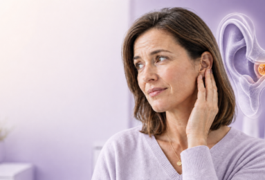 Person cupping their ear, struggling to hear, illustrating blocked ear symptoms from ear wax build-up